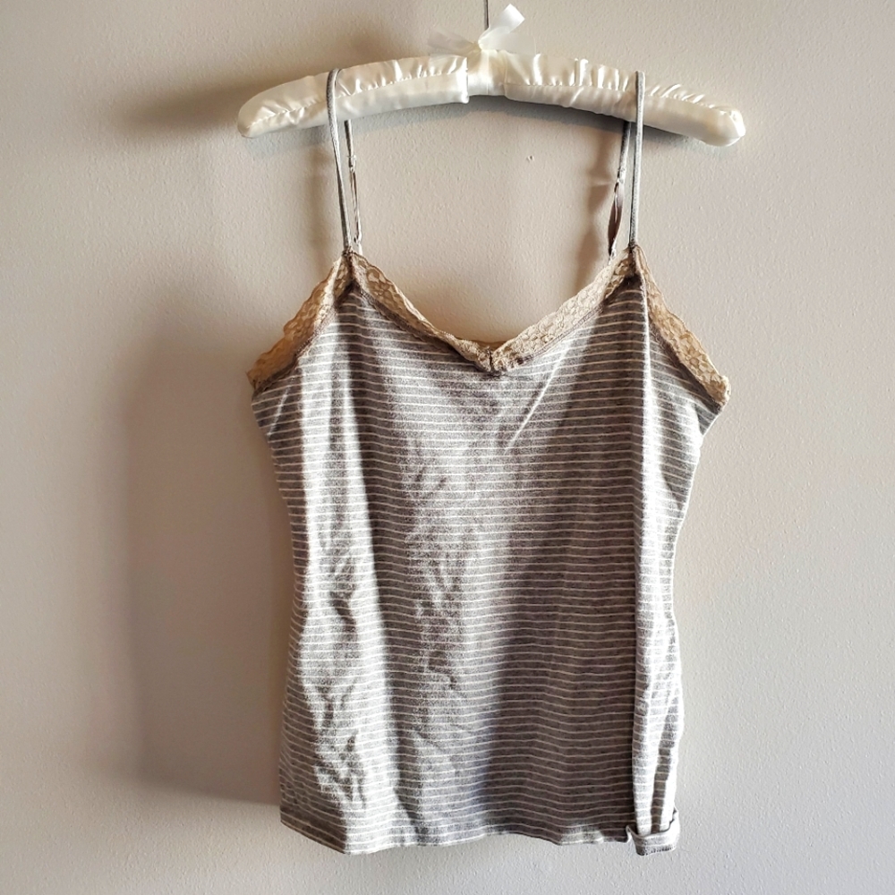 Women's Merona Gray Lace Tank Size M
